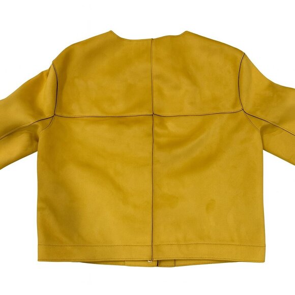 Zara Chic Mustard Yellow Faux Suede Jacket – Minimalist Modern Design - Picture 2 of 5